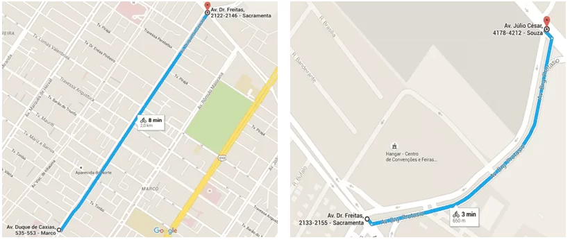 Figura 1 (c) - Trecho da Av. Duque de Caxias da Av. Brigadeiro Protásio. Fonte: GOOGLE