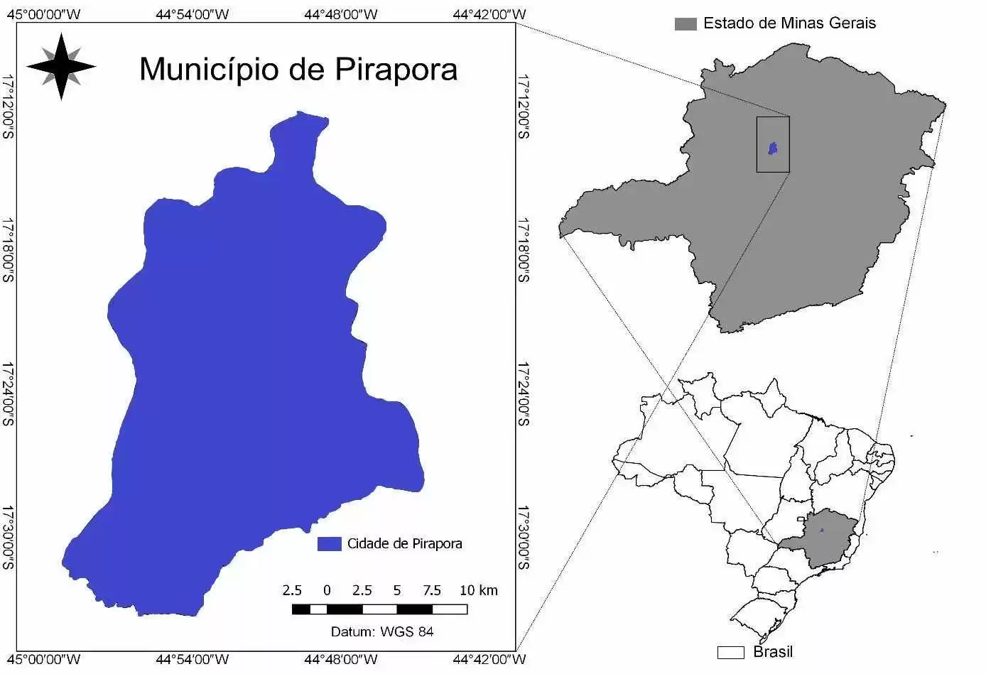 Figura 1: Localização da cidade de Pirapora – MG. Fonte: Adaptado de DATUM: SIRGAS, WGS 84