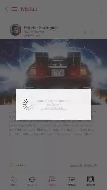 Figura 44: Tela de meta e loading de excluir. Fonte: elaborada pelo autor