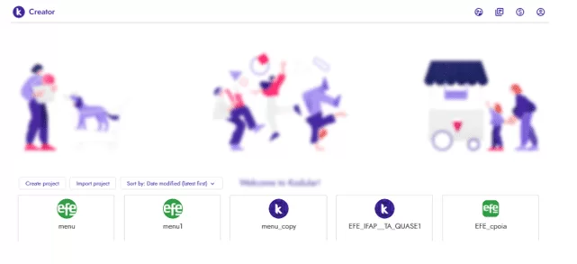 Tela de armazenamento de projetos