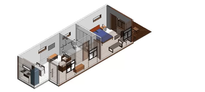 Perspectiva esquemática do apartamento modelo