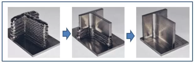 Pós processamento de peças fabricadas por WAAM.