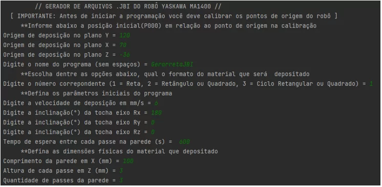 Tela de edição de programa padrão reta