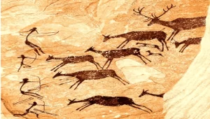 Cena de caça pré-histórica.