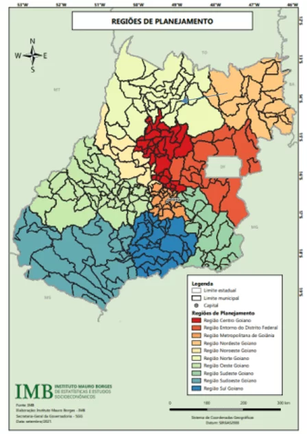 Regiões de Planejamento do Estado de Goiás – 2021