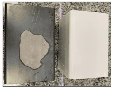 Amostra natural e amostra pintada após o ensaio