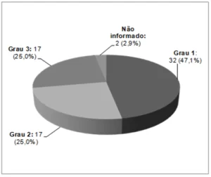 Distribuição dos eventos de flebite segundo nível de gravidade – Hospital de Ensino em Cardiopneumologia, SP - 102015 a 082016