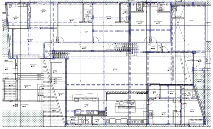 Planta arquitetônica do pavimento térreo e intermediário.