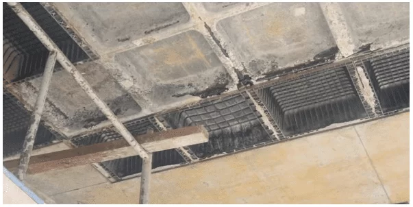 Segregação em nervuras da laje.