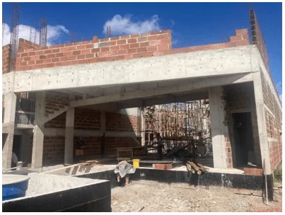 Viga de passagem concretada.