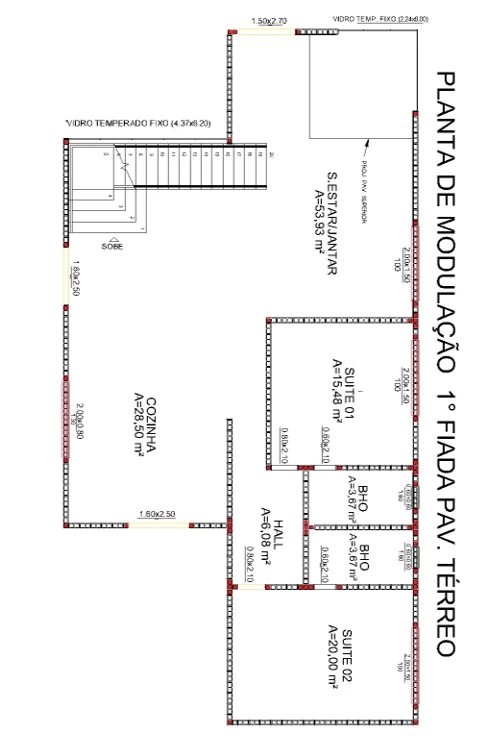 Planta de Modulação da Primeira Fiada do Pavimento Térreo